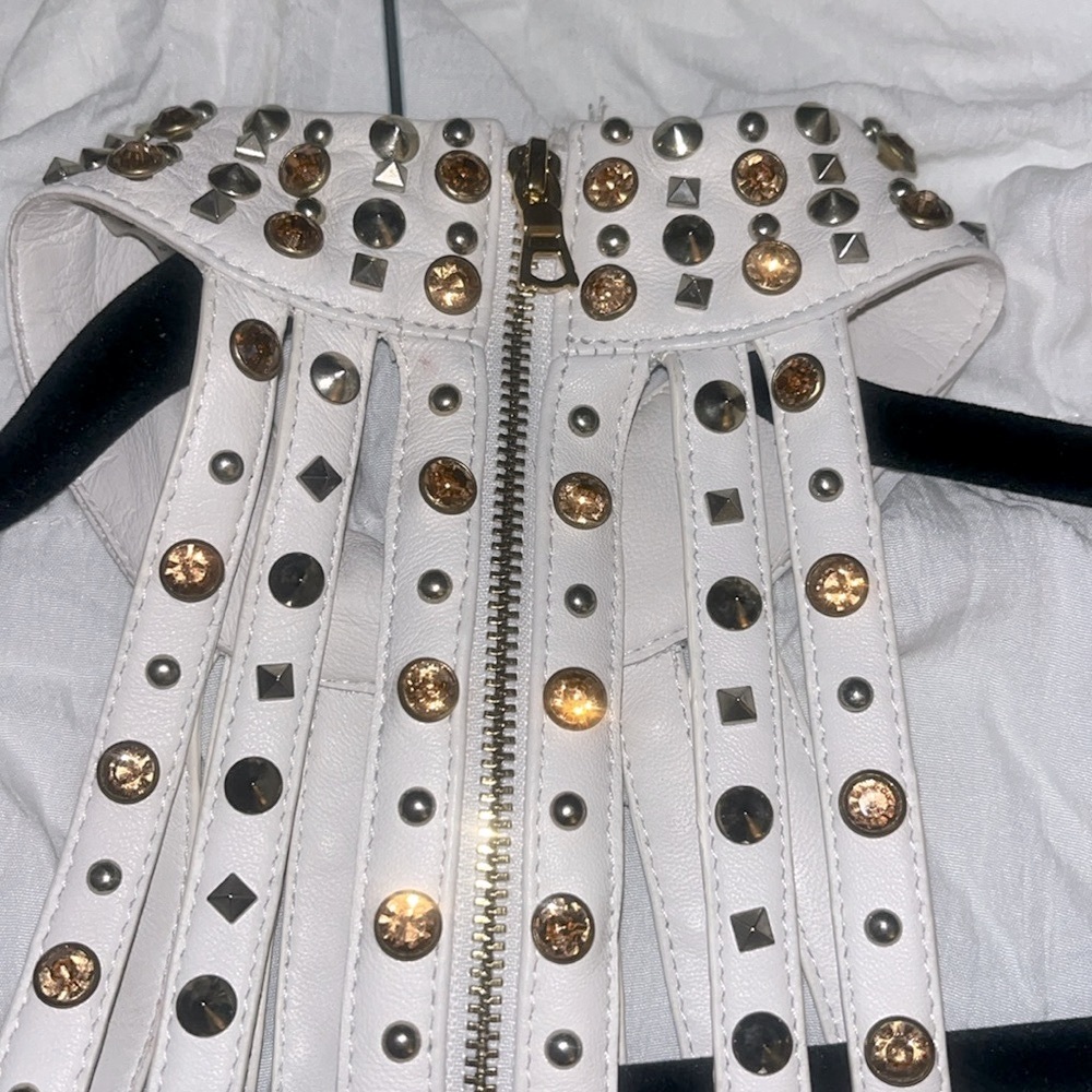 Lamb leather studded Fringe Lace Dresss - Picture 17 of 17